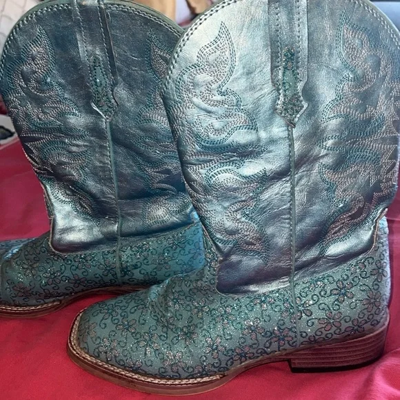 ROPER girls Turquoise Cowgirl Boots. Size 1 - Picture 9 of 10